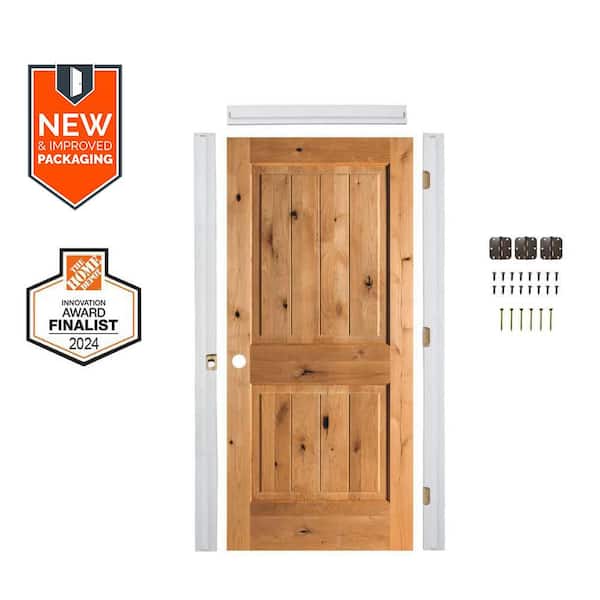 Krosswood Doors Assembly Required 36 in. x 80 in. Knotty Alder Right-Hand Square Top Clear Stain Wood Interior Door Kit w/Separate Jamb