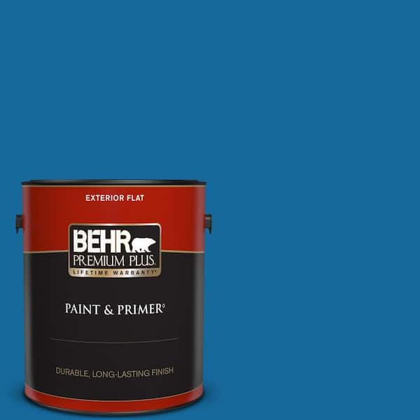 BEHR PREMIUM PLUS 1 gal. #P500-7 Cosmic Cobalt Flat Exterior Paint & Primer