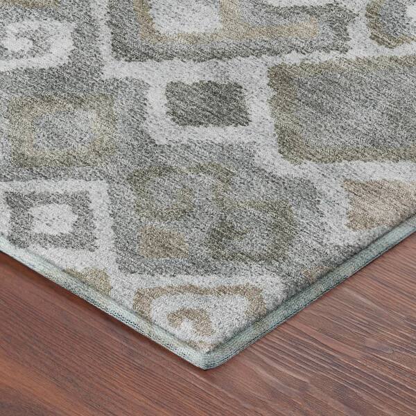 Mayfield Premium Machine Washable Abstract AMF2304 Pewter 10 ft. x 14 ft. Area Rug