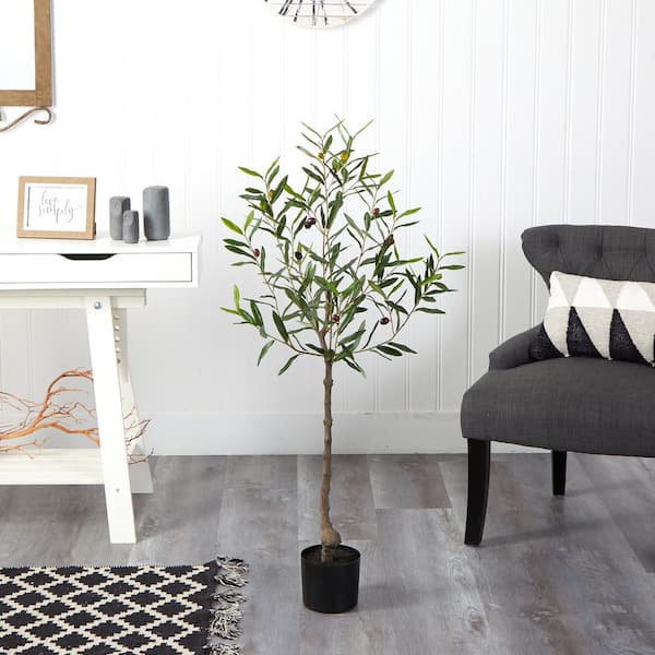 7 ft Artificial Olive Plants with Realistic Leaves and Natural Trunk, Silk  Fake Potted Tree with Wood Branches and Fruits, Faux Olive Tree for Office  Home Decor 