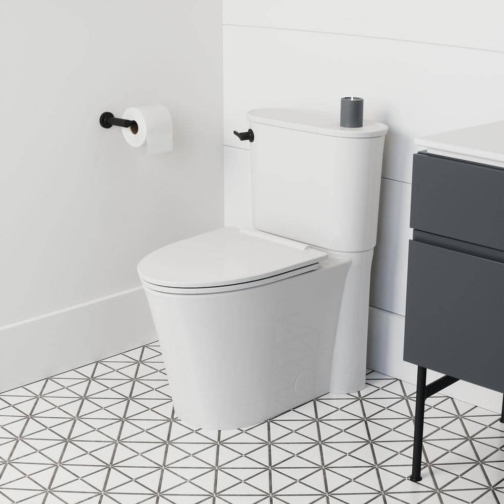 White Elongated Two-Piece High Efficiency Toilet with Seat