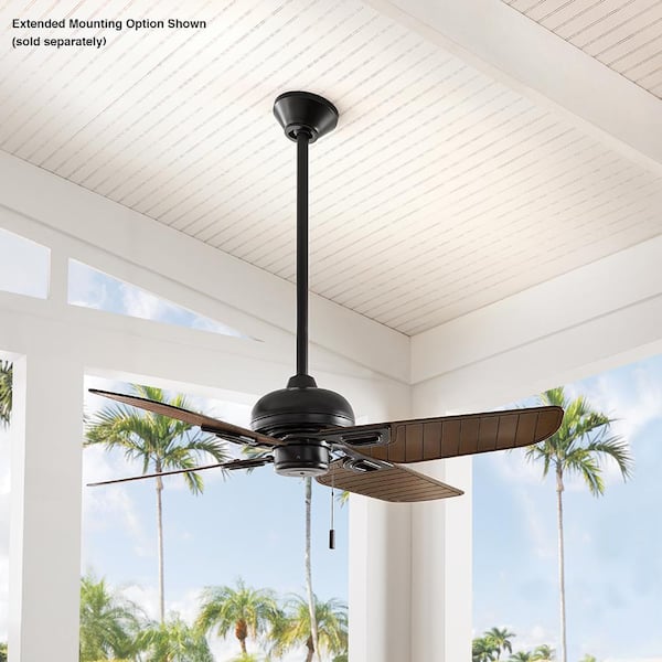 Halpert 52 in. Indoor/Outdoor Matte Black Wet Rated Downrod Ceiling Fan with 4 Weatherproof, ABS QuickInstall Blades