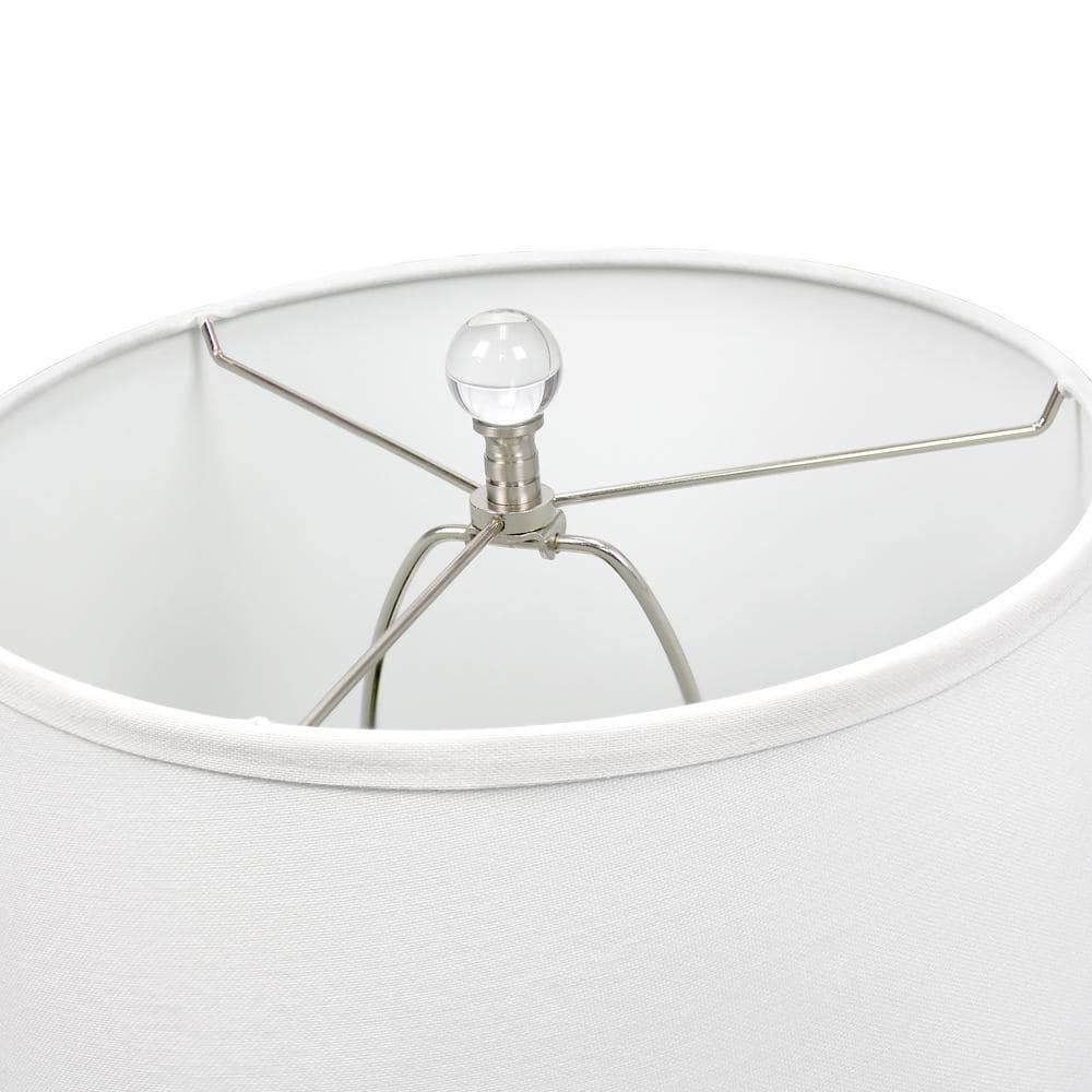 Elegant Silver Crystal Drop Floor & Table Lamp Trio Set with White Shades