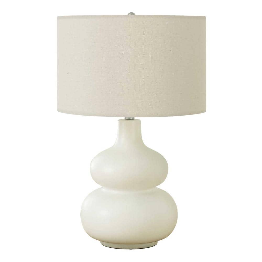 25 in.H White Ceramic Base Gourd Bedside Table Lamp w/ Cream Linen Shade, No Bulbs Included price history on PriceWatchPro
