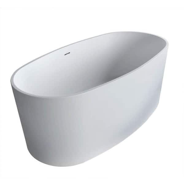 Universal Tubs Spa Stone 5.3 ft. Artificial Stone Center Drain Oval Bathtub in White