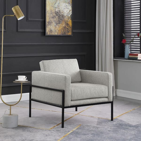 Homepop Sustainable Gray Woven Modern Metal Frame Accent Chair (Set of ...