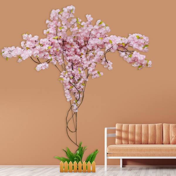 5-Pcs Artificial Plum Blossom Fake Wintersweet Long Stem Plastic Flowers Home Hotel Office Garden Decor