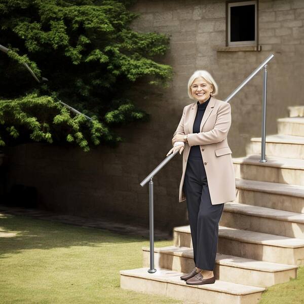 VEVOR Handrails for Outdoor Steps, 70.9 in./ 180cm Length Stair Hand Rail Kit, Transitional Stainless Steel Railings