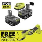 ONE+ 18V Lithium-Ion 4.0 Ah Compact Battery (2-Pack) and Charger Kit with FREE Cordless ONE+ Multi Tool