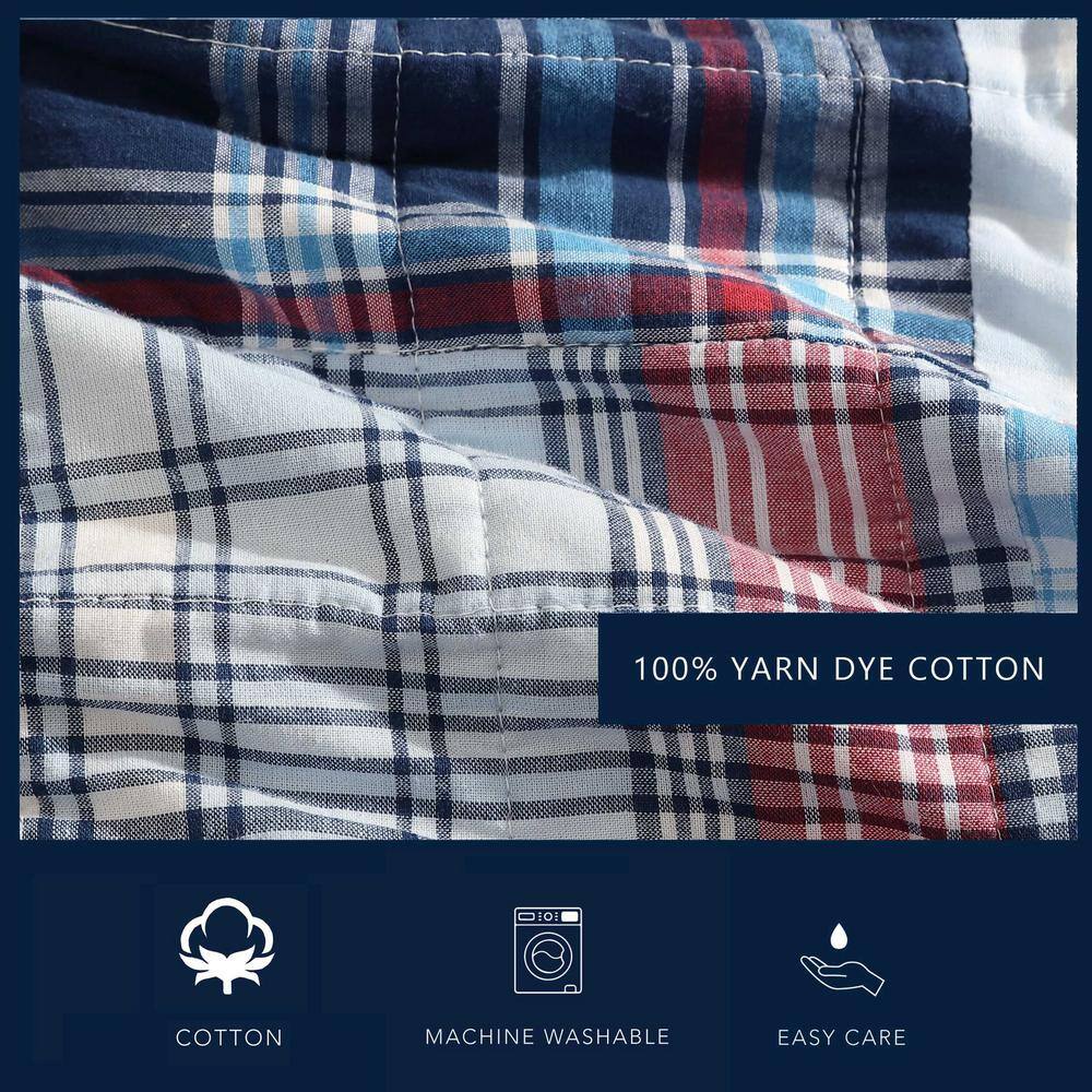 Stony Point Blue Plaid Cotton King Shams
