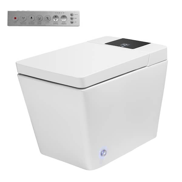 Elongated Bidet Toilet 1.28 GPF in White with Foot Sensor, Auto Flush, Heated Seat, Warm Dryer and Intelligent Display