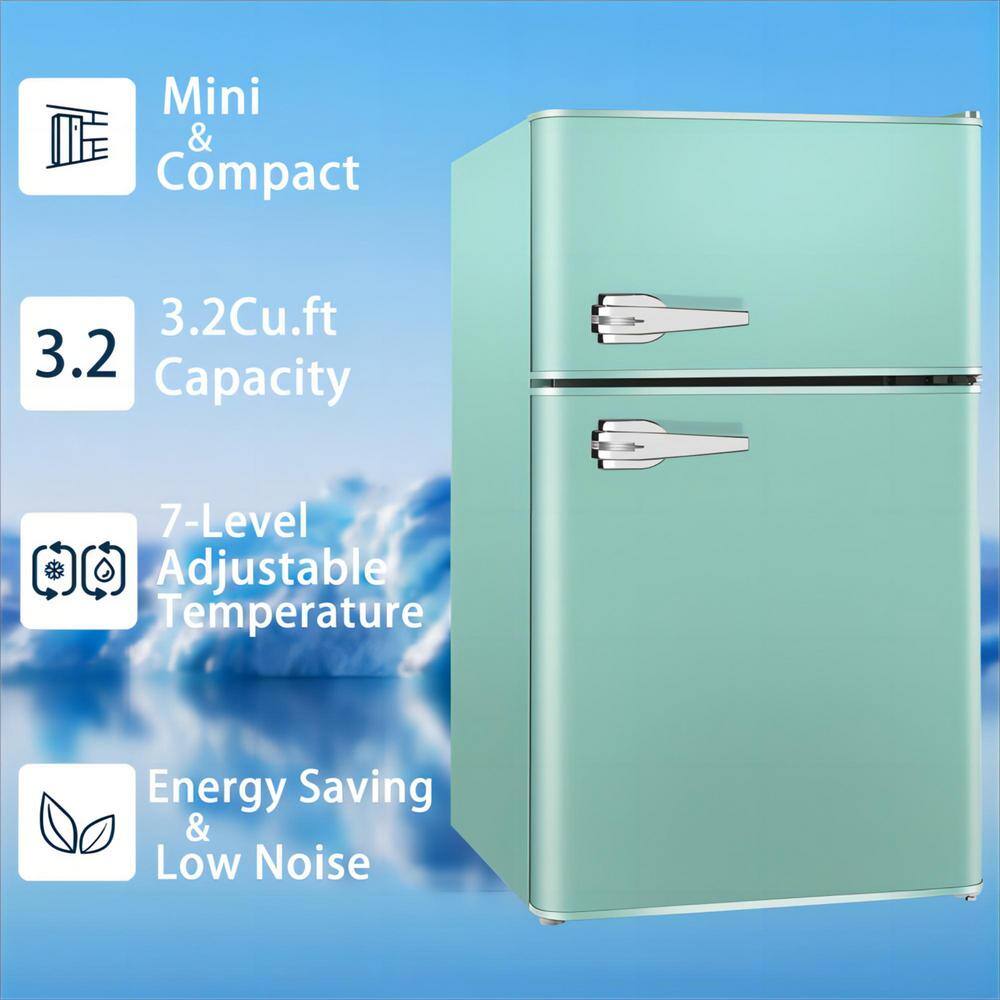 Mint Green Compact Retro 3.2 Cu. Ft. Mini Refrigerator with Freezer