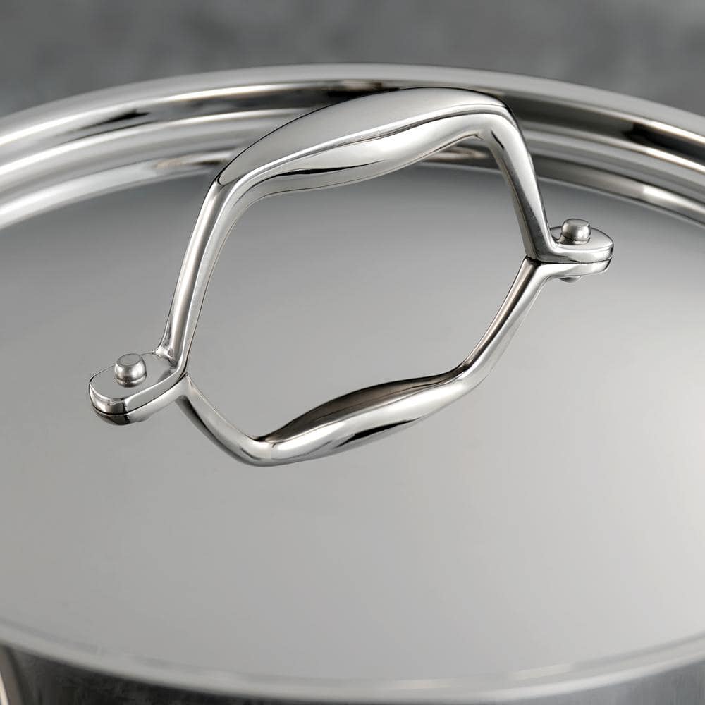 8-Quart Silver Stainless Steel Induction Stock Pot with Lid