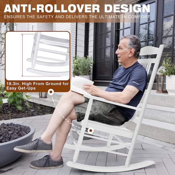 VEIKOUS 3-Piece Wood Outdoor Rocking Chairs with Curved Seat VEIKOUS 3-Piece Wood Outdoor Rocking Chairs with Curved Seat