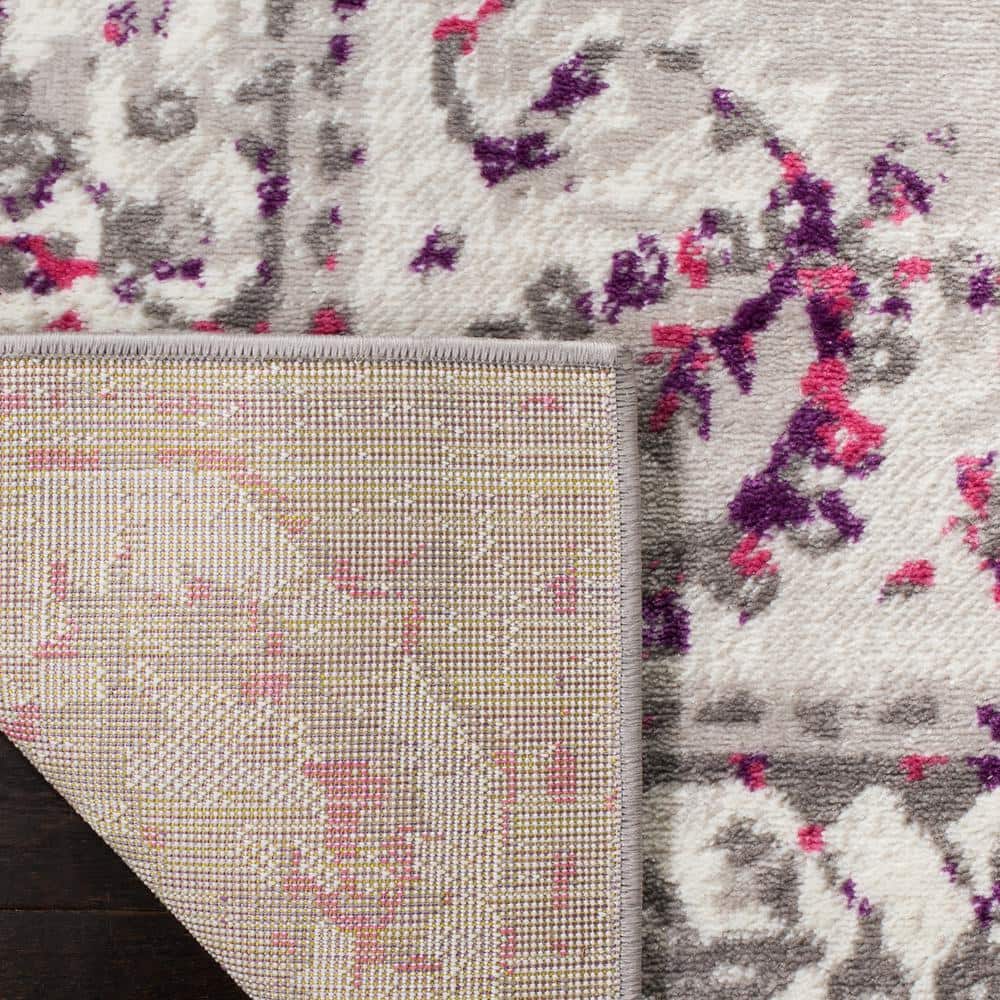 Gray and Pink Medallion 6' x 9' Reversible Area Rug