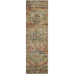 Mayfield Premium Machine Washable Abstract AMF2170 Terracotta 2 ft. x 7 ft. Runner Rug