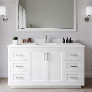 Miranda 60 in. W Single Bath Vanity in White with Cultured Marble Vanity Top in White with White Basin and Mirror