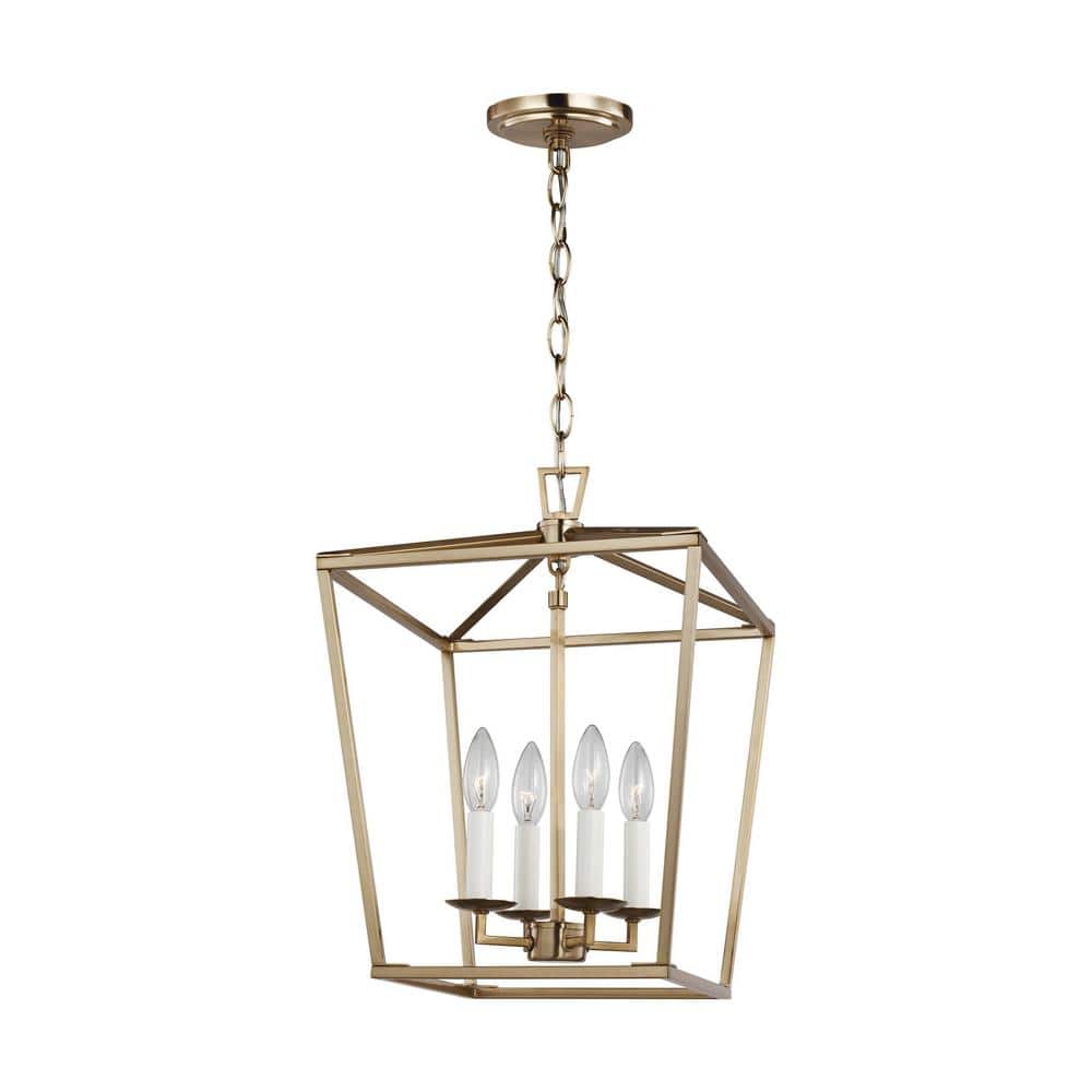 Satin Brass Farmhouse 4-Light Indoor/Outdoor Island Pendant
