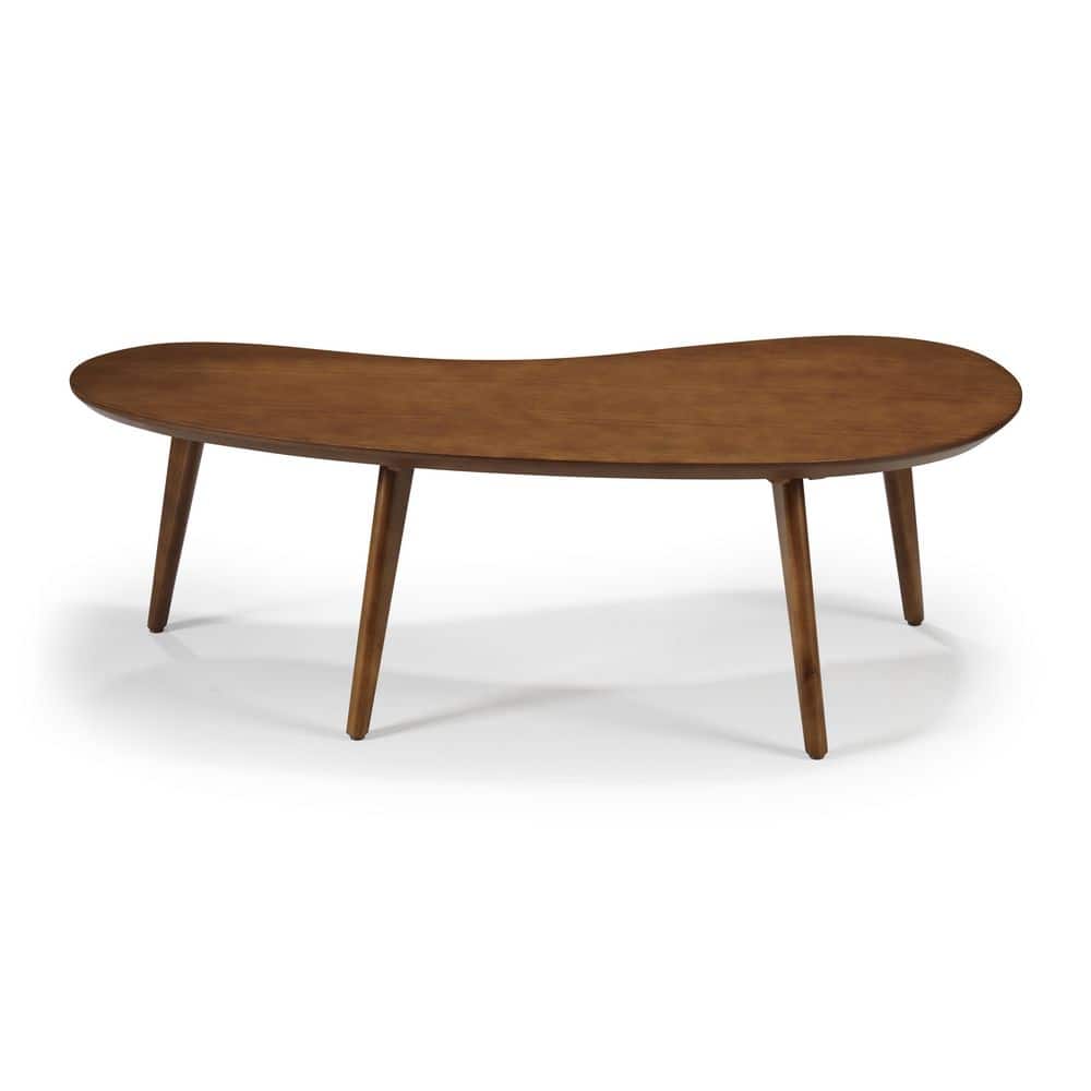 Mid-Century Modern Castanho Pine Wood Oval Coffee Table