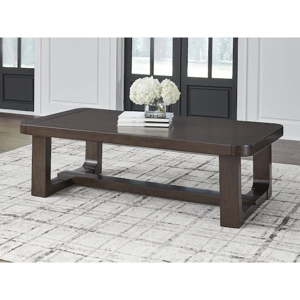 Breckington 56.25 in. Dark Brown Rectangle MDF Coffee Table