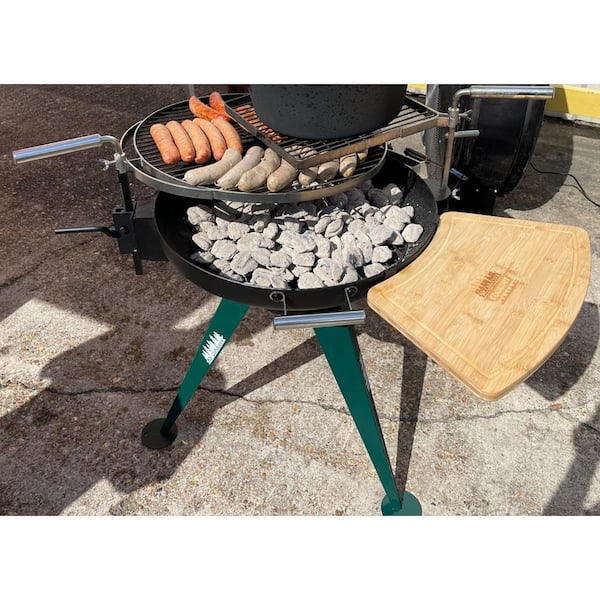 Portable Heavy-Duty Charcoal Grill in Black and Green with