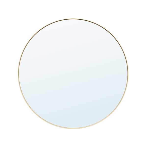 Eoviamne 28 in. W x 28 in. H Round Aluminum Framed Wall-Mounted Bathroom Vanity Mirror in Brushed Gold Circle Mirror for Restroom