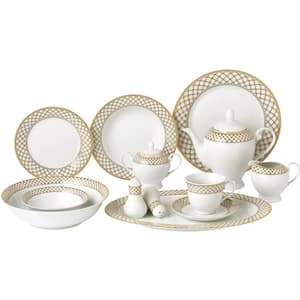 57-Piece Specialty Gold Porcelain Dinnerware Set (Service for 8)