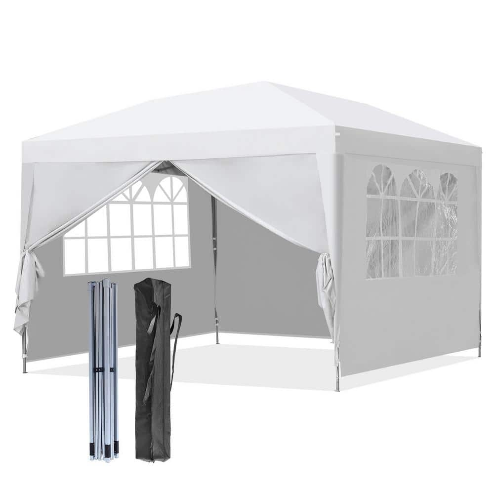 OVASTLKUY 10 ft. x 10 ft. White Outdoor Patio Canopy With Canopy Bag ...