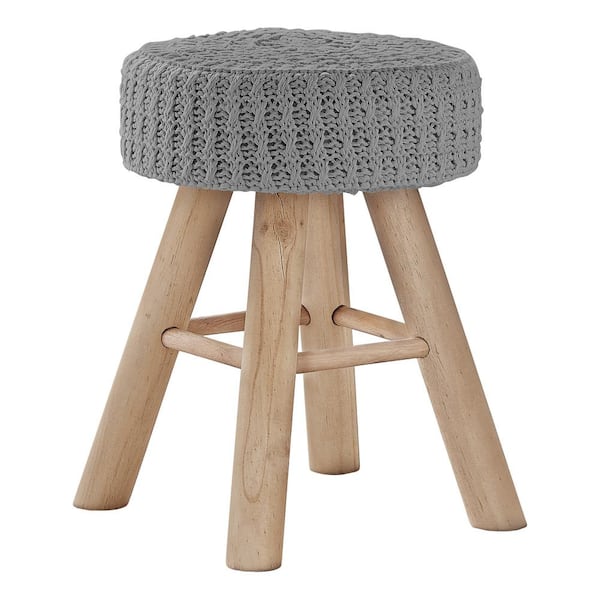 HomeRoots Amelia Gray Fabric Round Accent Small (Under 22 in.) Ottoman