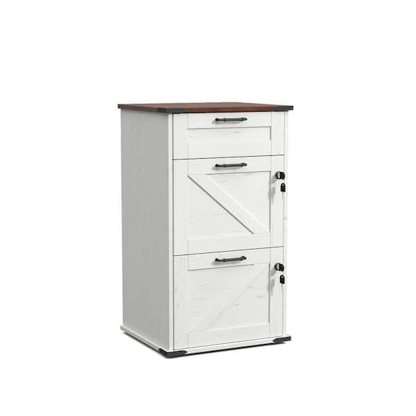 3-Drawer White Wood 17. 72 in. W Vertical File Cabinet