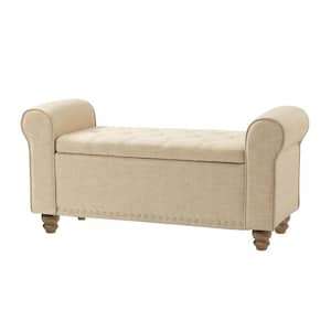 Laura 43.7"W*16.5"D*22"H Linen Upholstered Entryway Storage Bench