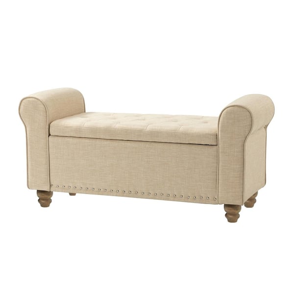 ARTFUL LIVING DESIGN Laura 43.7"W*16.5"D*22"H Linen Upholstered Entryway Storage Bench