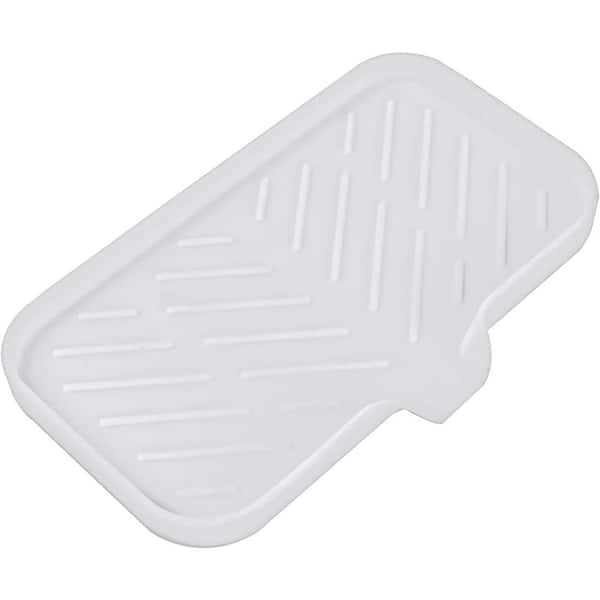 Aoibox 9.6 in. Silicone Bathroom Soap Dishes with Drain and Kitchen Sink Organizer Sponge Holder, Dish Soap Tray in White