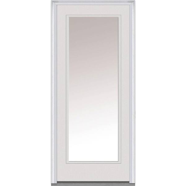 MMI Door 34 in. x 80 in. Clear Glass Left-Hand Full Lite Classic Primed Steel Prehung Front Door
