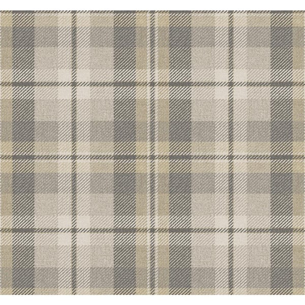 30.75 sq. ft. Pavestone Thornbury Tailored Plaid Vinyl Peel and Stick Wallpaper Roll