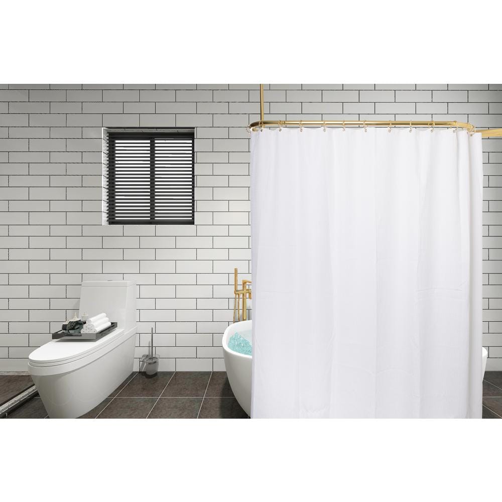 Gold Aluminum D-Shaped Ceiling Mounted Shower Rod
