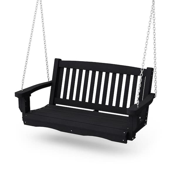 Wildridge Classic 2-Person Black Plastic Mission Porch Swing