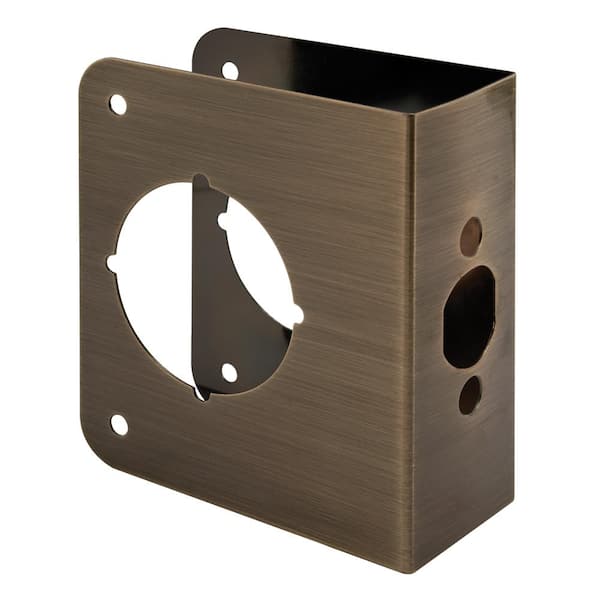 Prime-Line 1-3/4 in. x 4-1/2 in. Thick Solid Brass Lock and Door Reinforcer, 2-1/8 in. Single Bore, 2-3/8 in. Backset