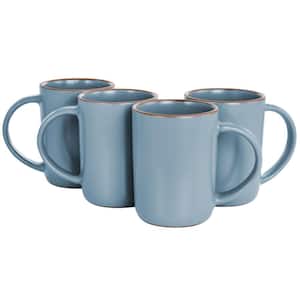 Dumont 17 oz. Light Blue Terracotta Mug Set (4-Piece)