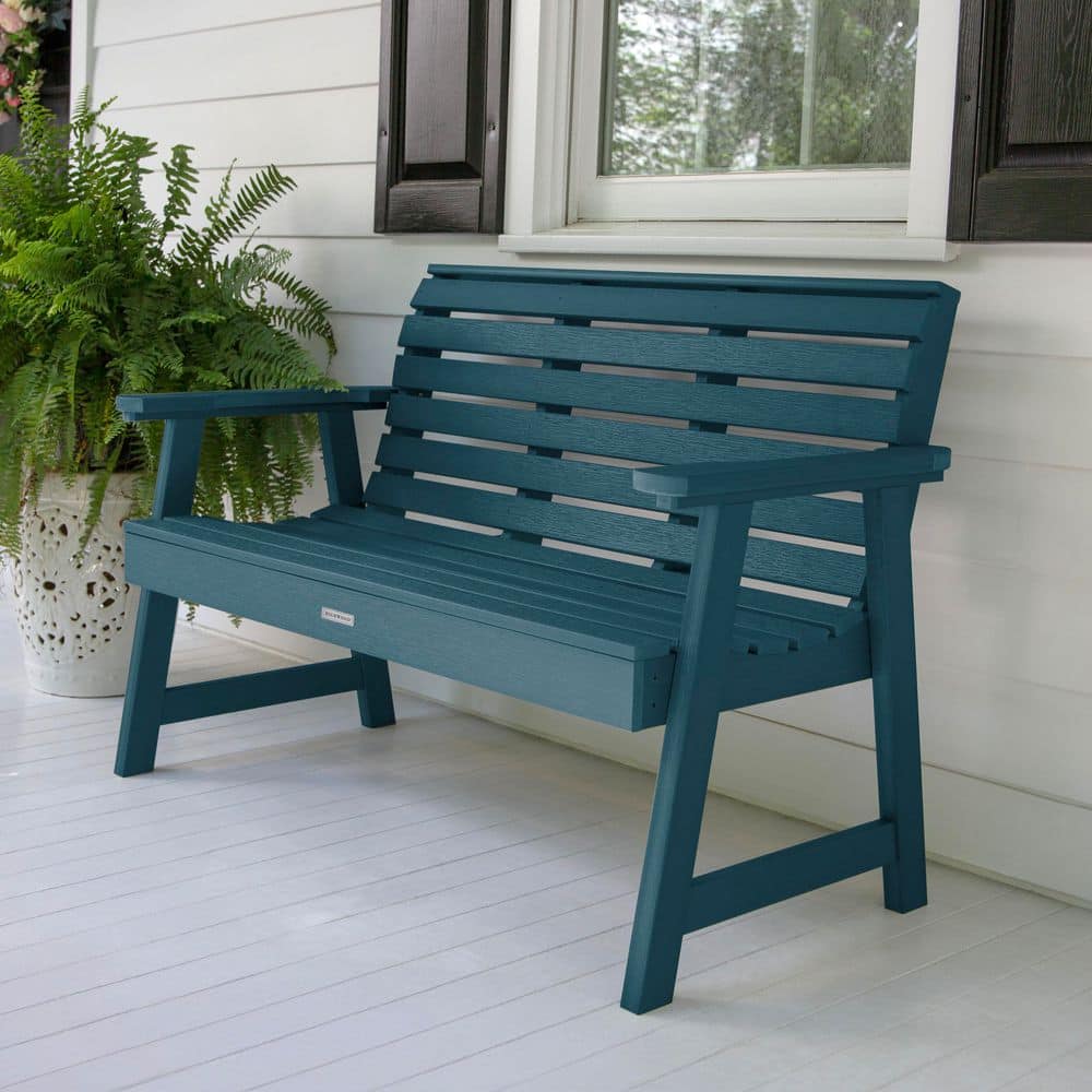 Highwood Weatherly 4 ft. 2-Person Nantucket Blue Recycled Plastic