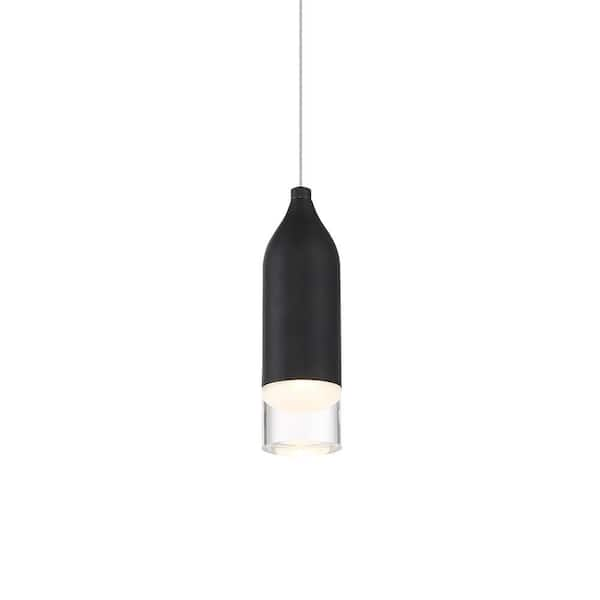 Action 7.2-Watt 1-Light Integrated LED Black Mini Pendant Light with Acrylic Shade