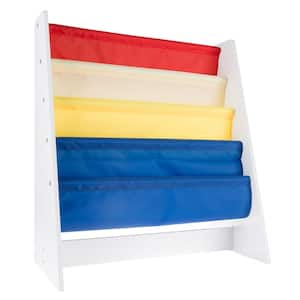 11.5 in. W x 25.25 in. White D' Kids Book Rack Storage Sling Decorative Shelf