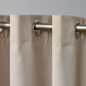 Academy Vintage Linen Solid Blackout Grommet Top Curtain, 52 in. W x 63 in. L (Set of 2)
