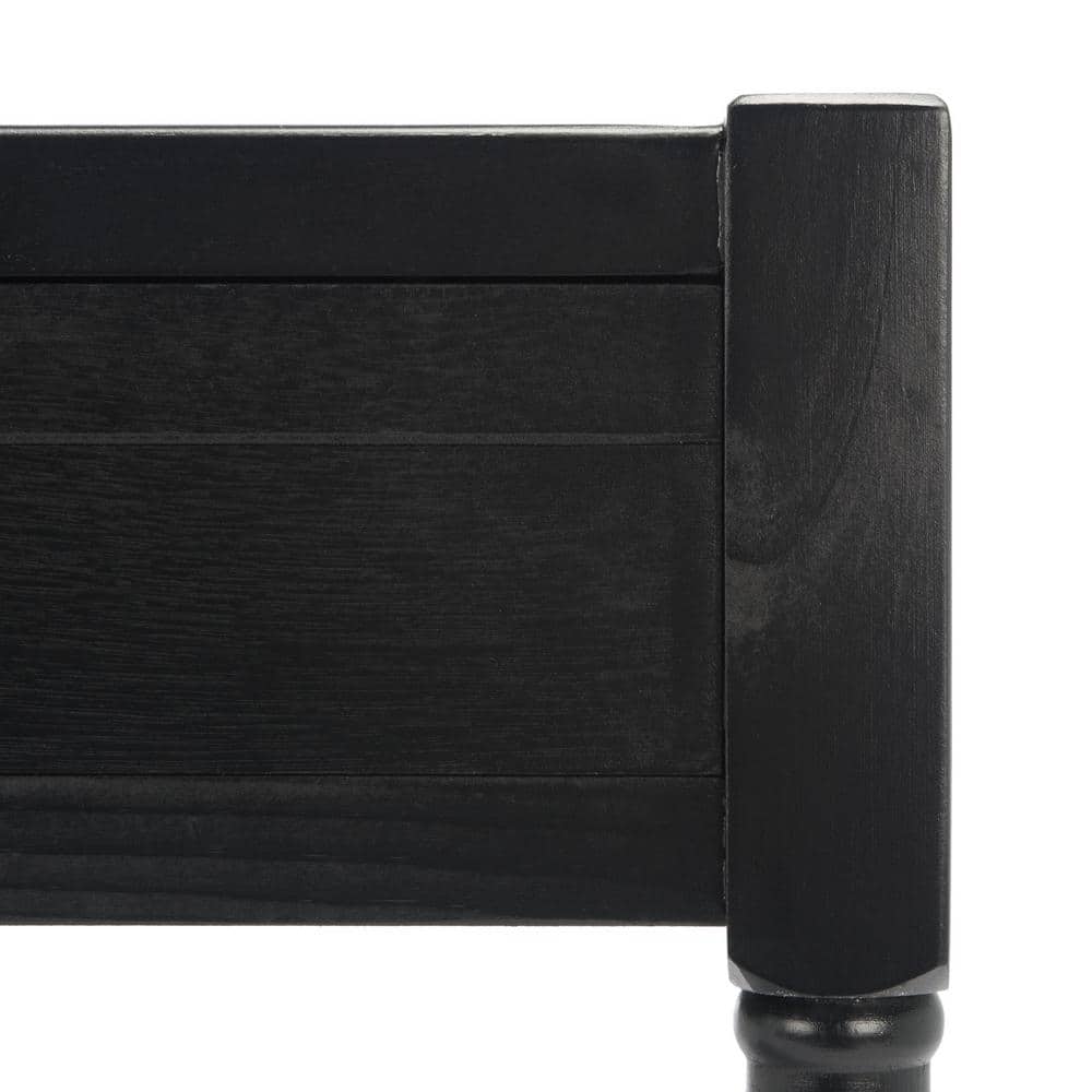 Elegant Carved Black Wood Writing Desk with Dual Storage Drawers