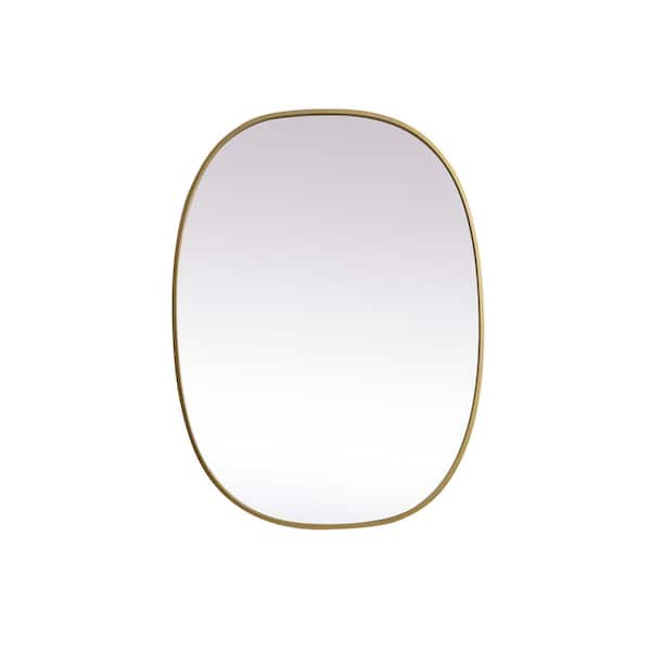Unbranded Simply Living 27 in. W x 36 in. H Oval Metal Framed Brass Mirror