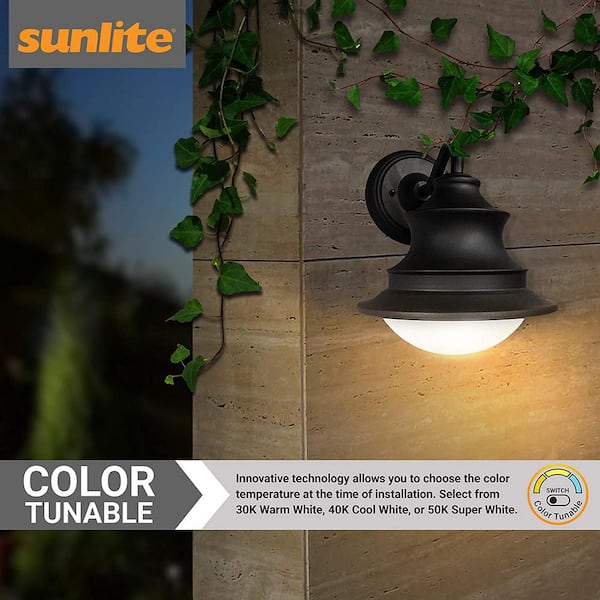 1-Light Black LED Outdoor Barn Light Sconce with Selectable CCT Switch 3000K, 4000K, 5000K