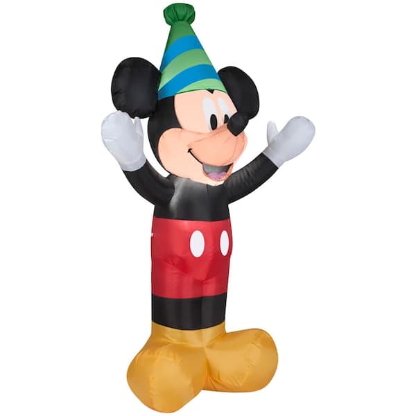 Disney 4 ft. Tall Airblown Mickey with Party Hat G-44976 - The Home Depot