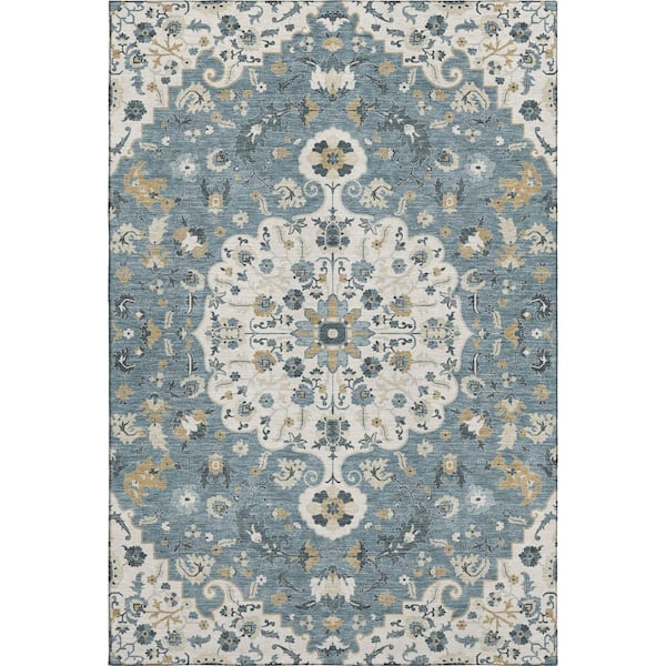 Mayfield Premium Machine Washable Abstract AMF2463 Ivory 3 ft. x 5 ft. Area Rug