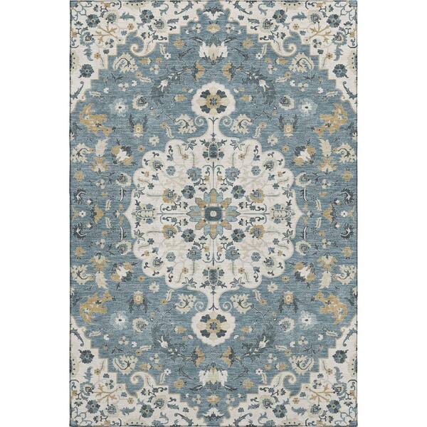 Mayfield Premium Machine Washable Abstract AMF2463 Ivory 5 ft. x 7 ft. 6 in. Area Rug