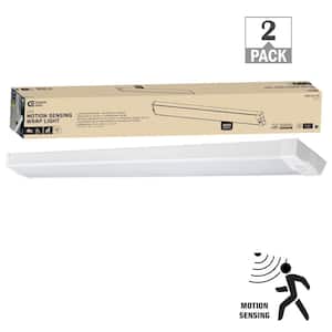 4 ft. 64-Watt Equivalent Motion Sensor Integrated LED White Shop Light 3600 Lumens 4000K Bright White Garage (2-Pack)